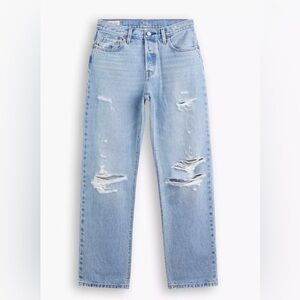 Levi's 501 90s Light Wash Distressed Straight-Leg Jeans